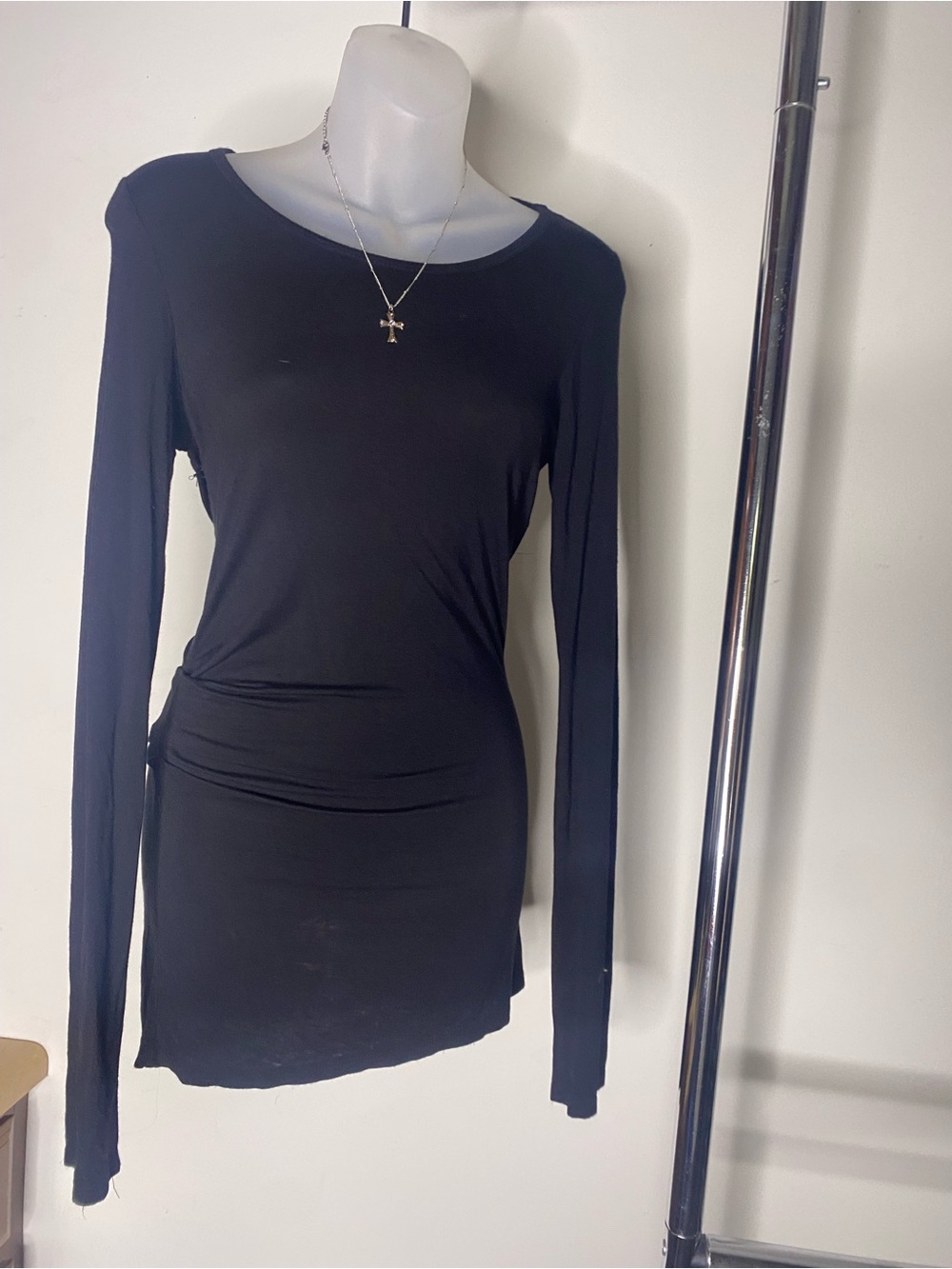 Made in USA Vanilla Bay Black Long Sleeve Scoop Neck Top